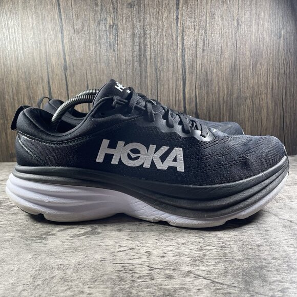 Hoka One One Bondi 8 Running Shoes 1123202 BWHT Black Sneakers Mens Size 11.5 D - Picture 3 of 10